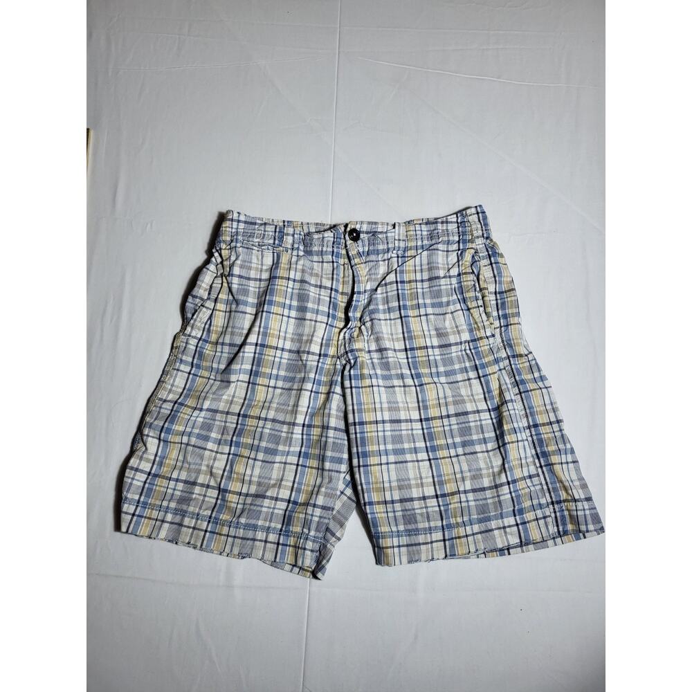 American Eagle Cargo Shorts Mens Plaid Blue Yellow Casual Pockets Summer Shorts